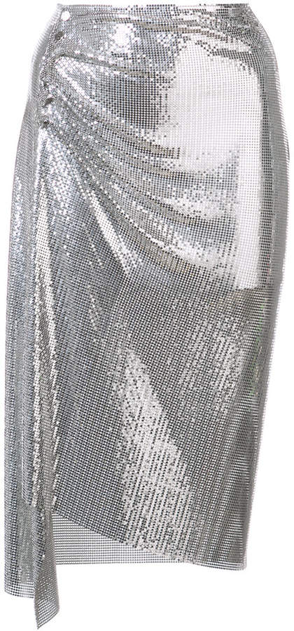 metallic asymmetric skirt