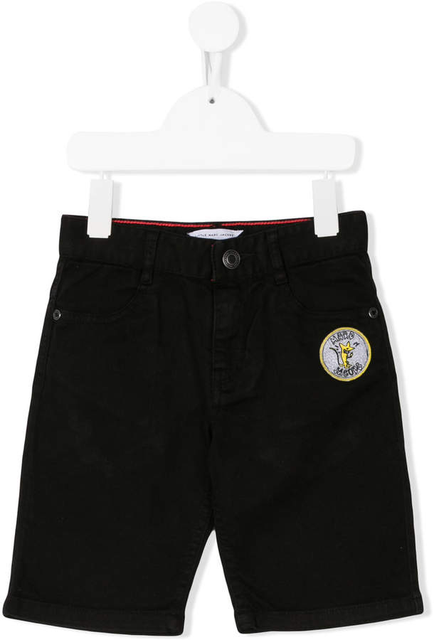 embroidered logo badge denim shorts