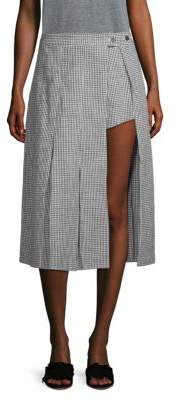 Sandy Liang Pleated Plaid Asymetrical Skirt