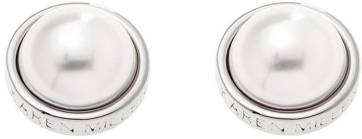 Silver Logo Pearl Earrings