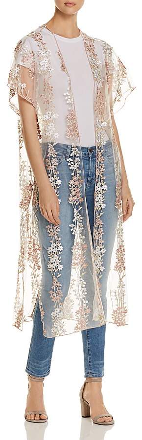 Billy T Embroidered Mesh Duster Kimono