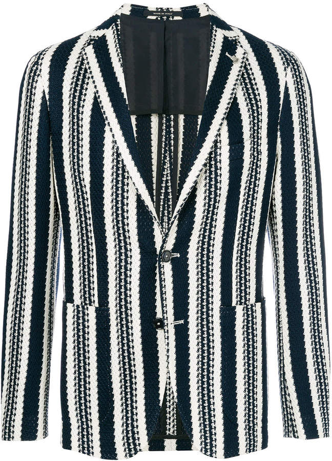 striped single breasted blazer