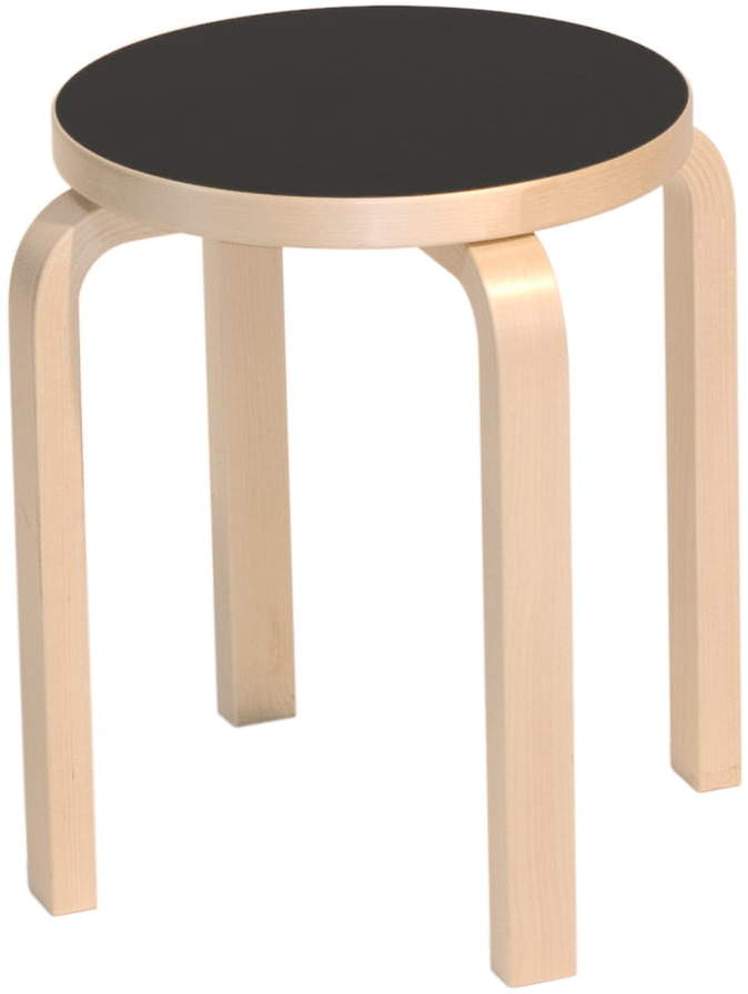 E60 Hocker, Linoleum Schwarz