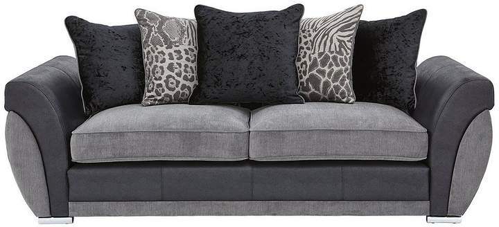 Hilton Fabric And Faux Leather 3 Seater Scatter Back Sofa