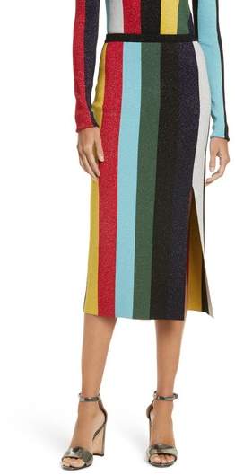 Metallic Stripe Knit Pencil Skirt