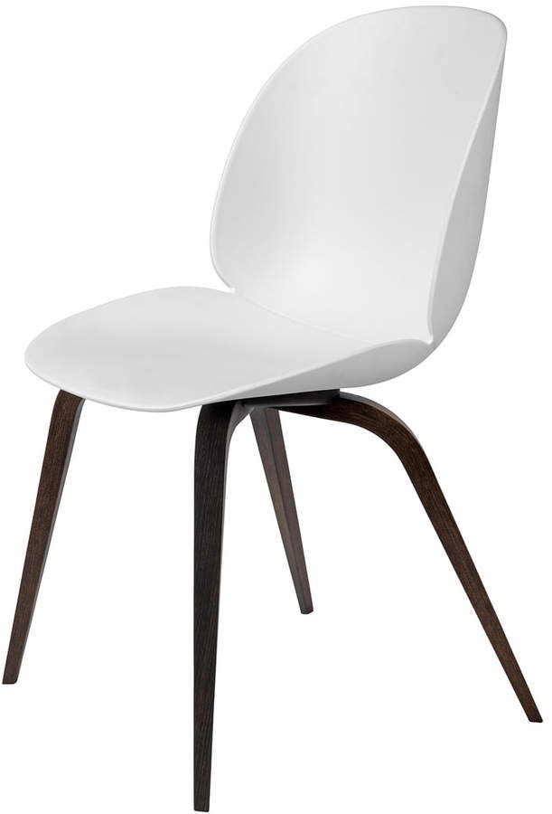 Gubi - Beetle Dining Chair, Wood Base, Eiche geräuchert / Weiß