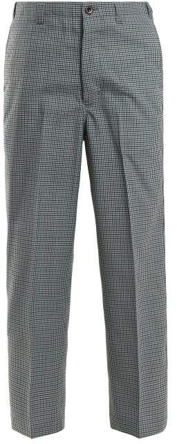 Checked straight-leg wool-blend trousers