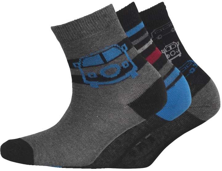 Boys Three Pack Socks Black/Blue/Red/Grey