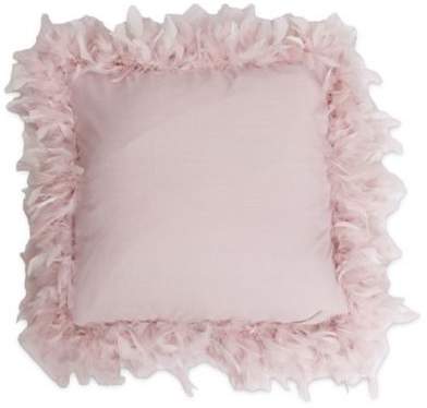 Mary Feather Trim Throw Pillow in Rose Smoke