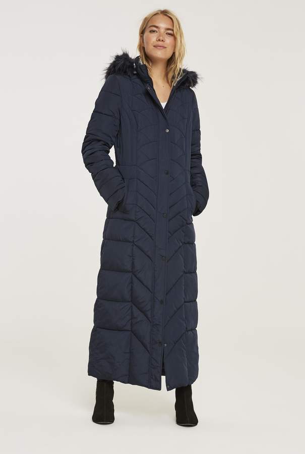 Long Tall Sally Chevron Quilted Maxi Puffer Coat