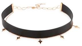 Armour Chain of Teardrops Diamond, Leather & 18K Rose Gold Choker Necklace