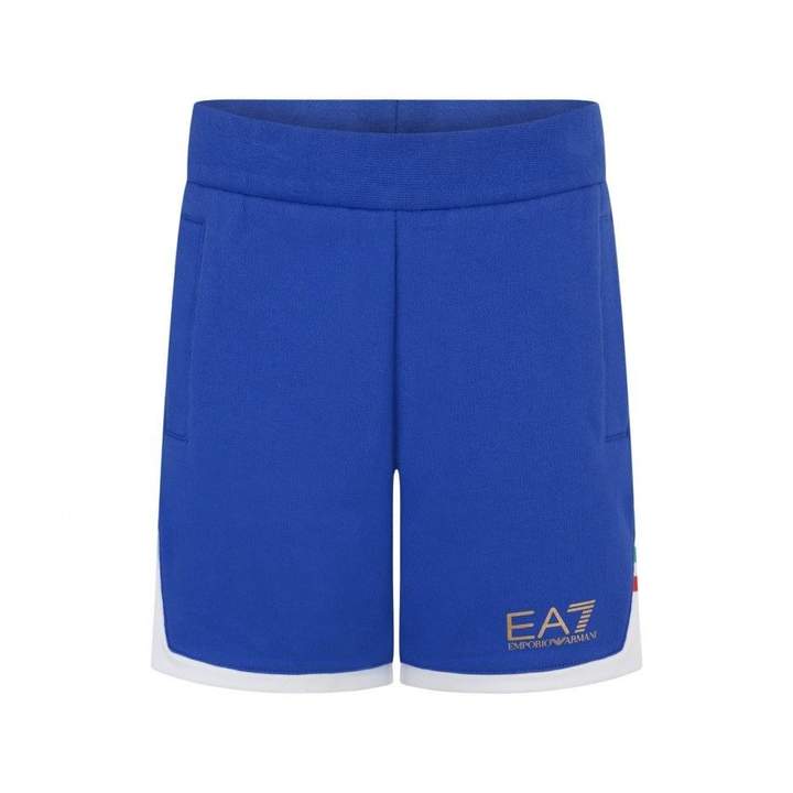 EA7 Emporio ArmaniBoys Blue Cotton Bermuda Shorts