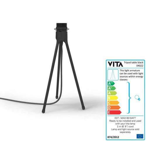VITA COPENHAGEN Lampenfuß Tripod Table für Lampe Eos, matt/ schwarz
