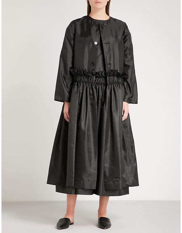 Gathered-waist satin dress