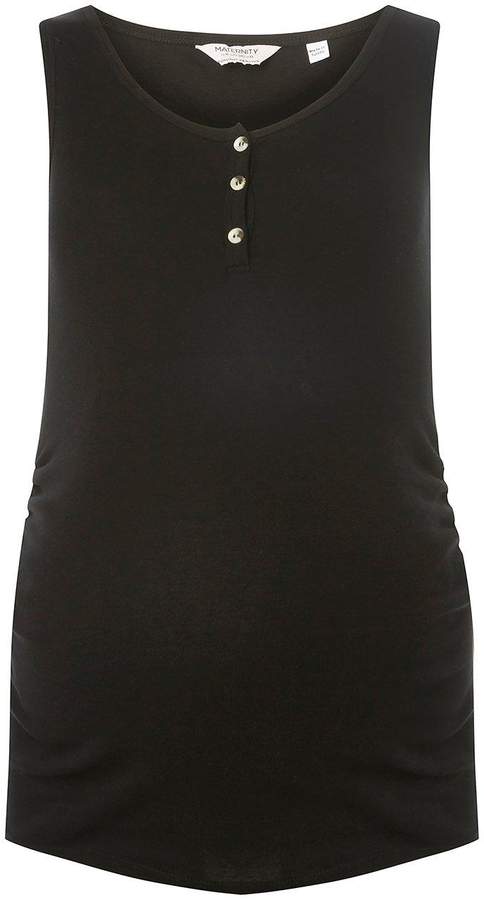 **Materntiy Black Button Ribbed Vest
