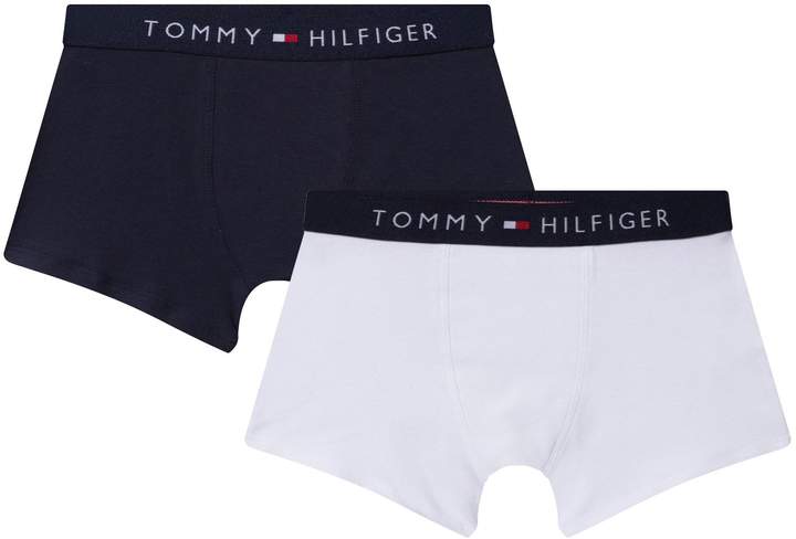 Pack of 2 Navy and White Branded Trunks