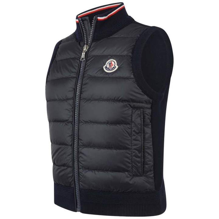 MonclerBoys Navy Cotton Knit & Down Padded Gilet