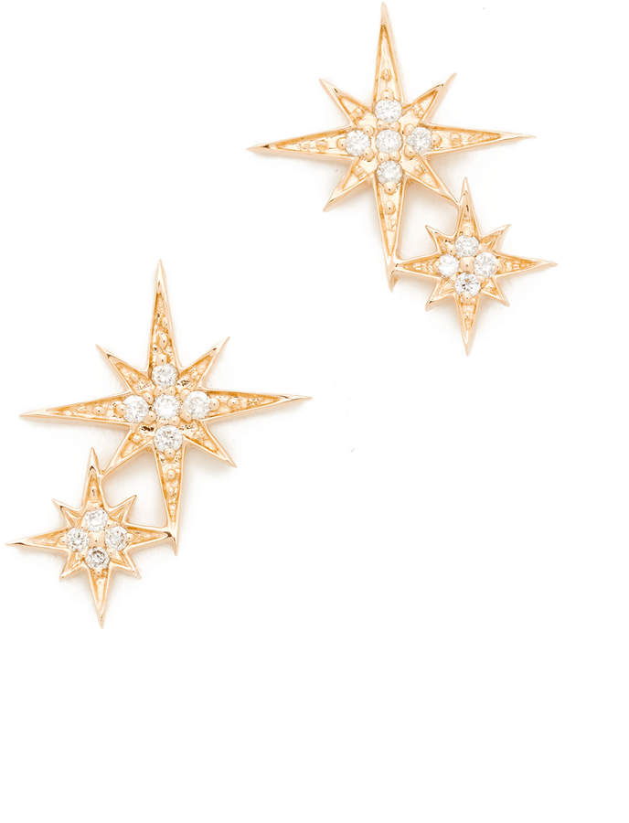 14k Gold Double Starburst Studs
