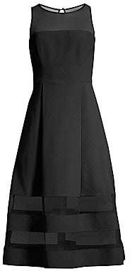 Aidan Mattox Women's Mesh Detail Fit-&-Flare Dress Aidan Mattox Women's Mesh Detail Fit-&-Flare Dress