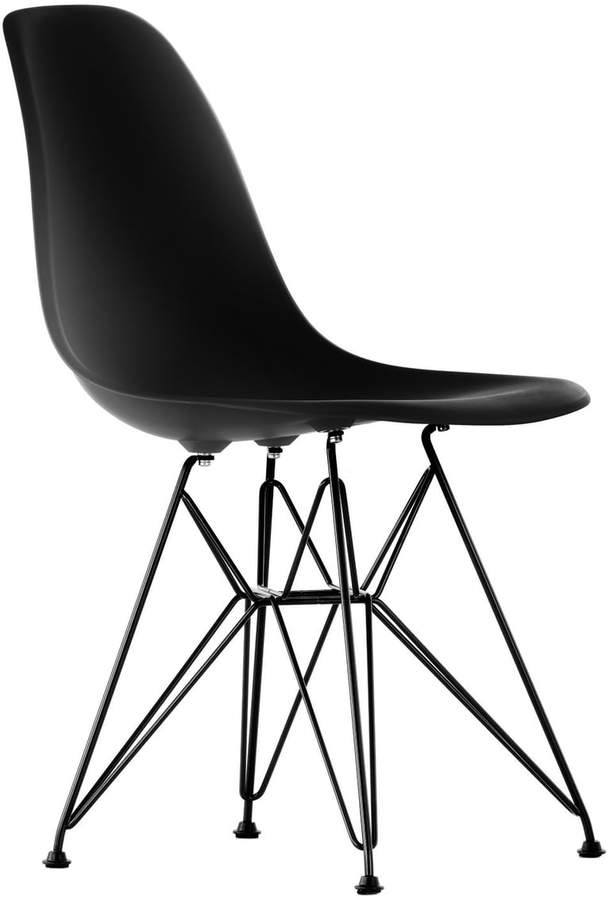 Eames Plastic Side Chair DSR (H 43 cm), pulverbeschichtet / basic dark, Kunststoffgleiter basic dark (Teppichboden)
