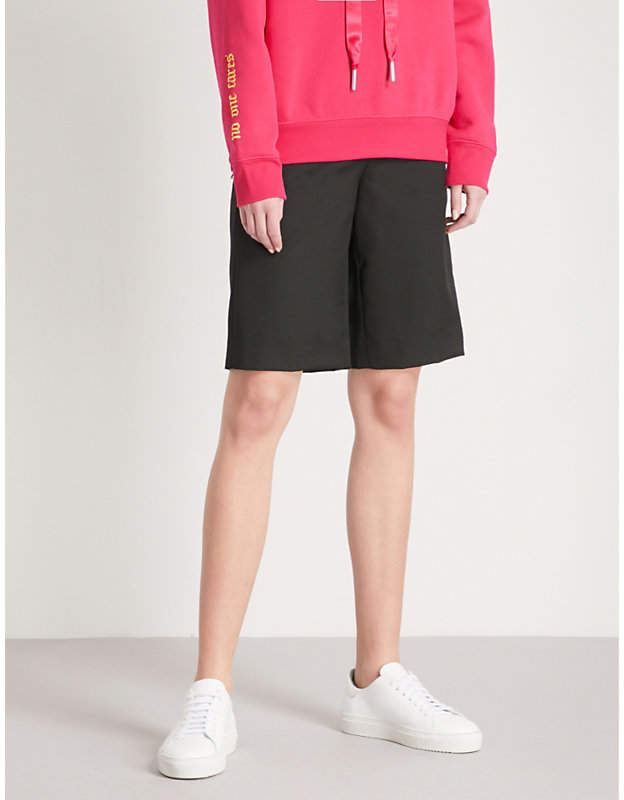 Wide-leg wool-blend shorts
