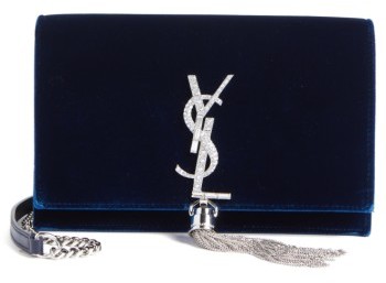 Small Kate Crystal Logo Wallet On A Chain - Blue
