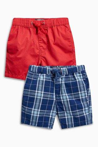 Boys Red/Blue Pull-On Two Pack Shorts (3mths-6yrs) - Blue