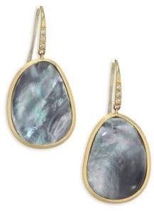 Diamond Lunaria Drop Earrings With Black Mother-Of-Pearl