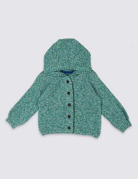 Pure Cotton Hooded Cardigan
