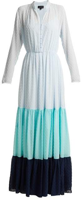 Alexia dobby-dot tiered chiffon dress