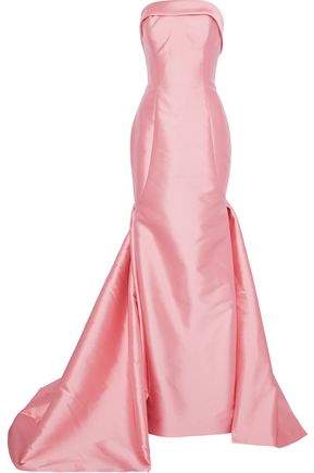 Reem Acra Strapless Fluted Taffeta Gown