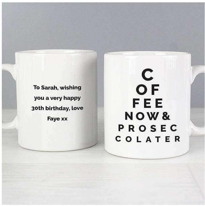 Personalised Prosecco Eye Test Mug