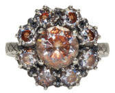 Silver Flowers Zircon Ring