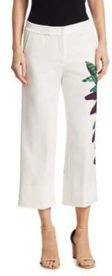 Cropped Tropical Print Pants