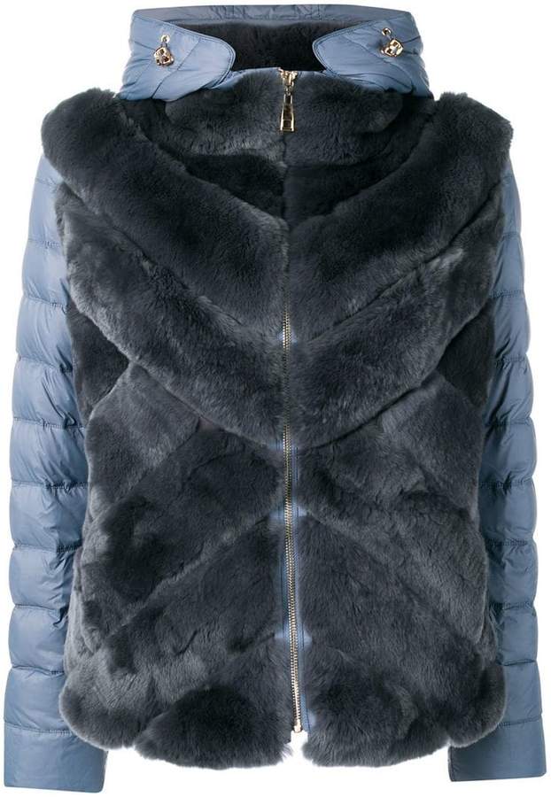 Liska rabbit fur padded hooded jacket
