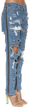 Asos Laquan Smith DESTROYED SIDE ZIP DENIM JEANS