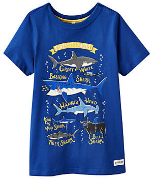 Little Joule Boys' Shark Print T-Shirt, Blue