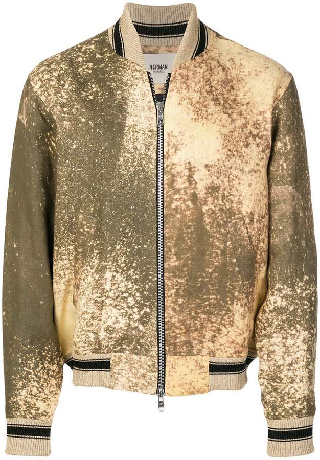 Herman bleached effect bomber jacket