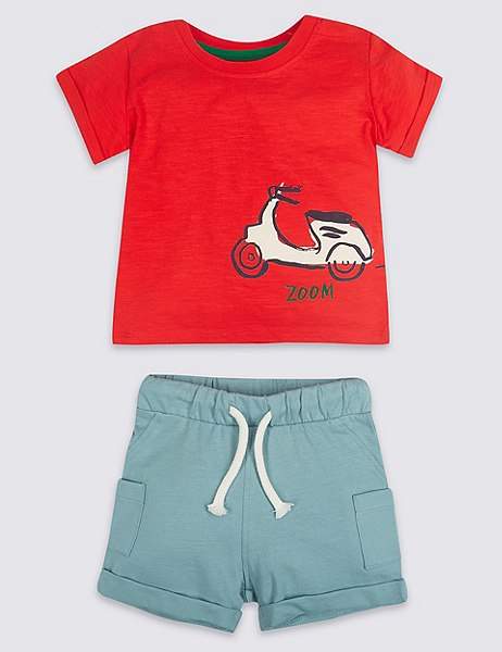 2 Piece Scooter Jersey Top & Shorts Outfit
