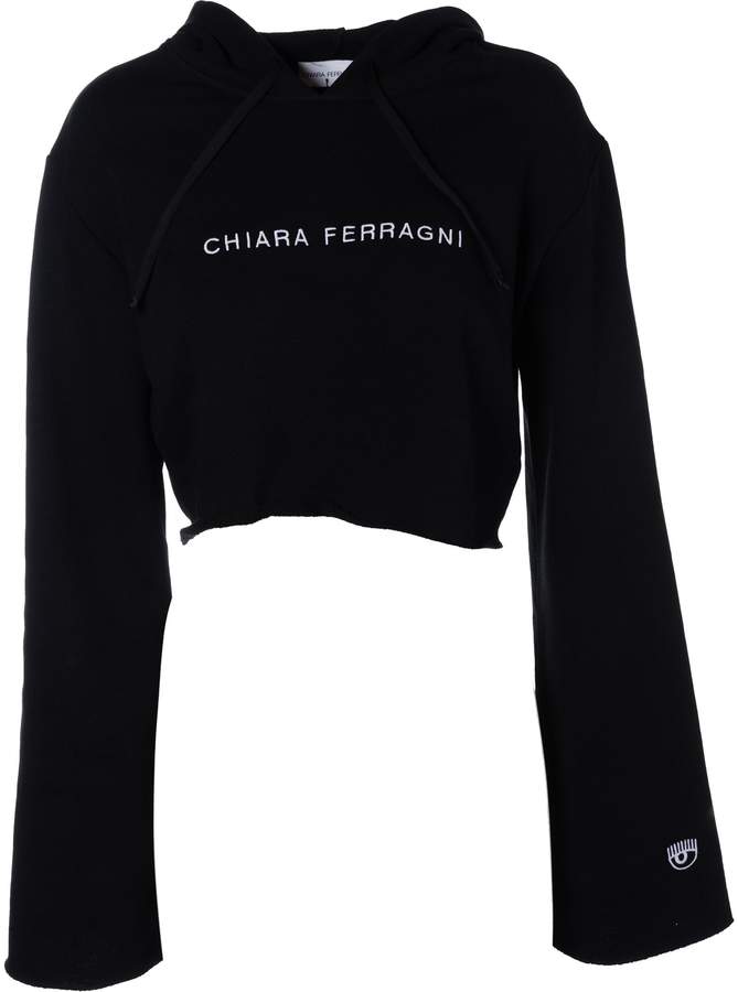 Cropped Embroidered Logo Hoodie