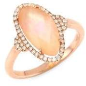 Diamond, Rose Quartz & 14K Rose Gold Ring