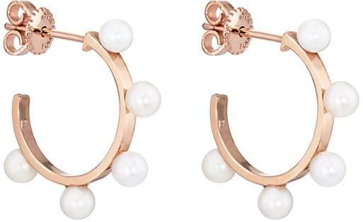 LODAGOLD Women's Pearl Hoop Earrings