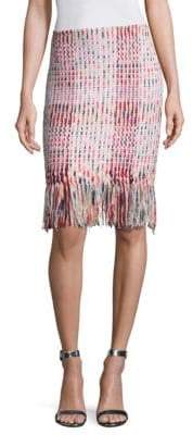 Macro Plaid Ribbon Pencil Skirt