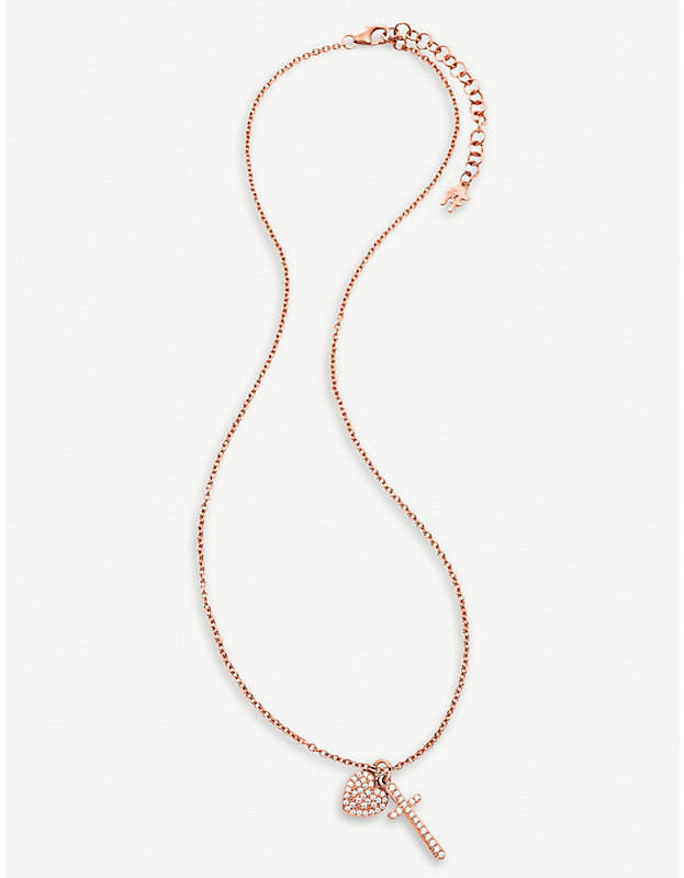 Charm Mates rose gold-plated heart and cross necklace
