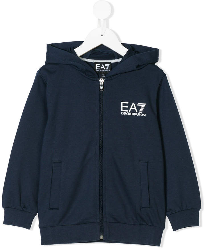 Ea7 Kids logo print zipped sweatshirt