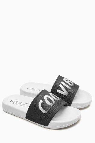 Boys Black Cool Vibes Sliders (Older Boys) - Black