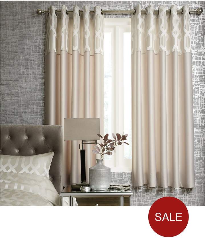 Ideal Home Florence Geometric Lined Eyelet Curtains