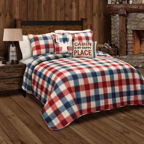 Red/Green Ace Checker Quilt 5pc