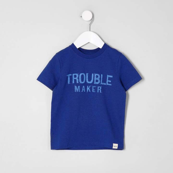 Mini boys Blue 'trouble maker' T-shirt