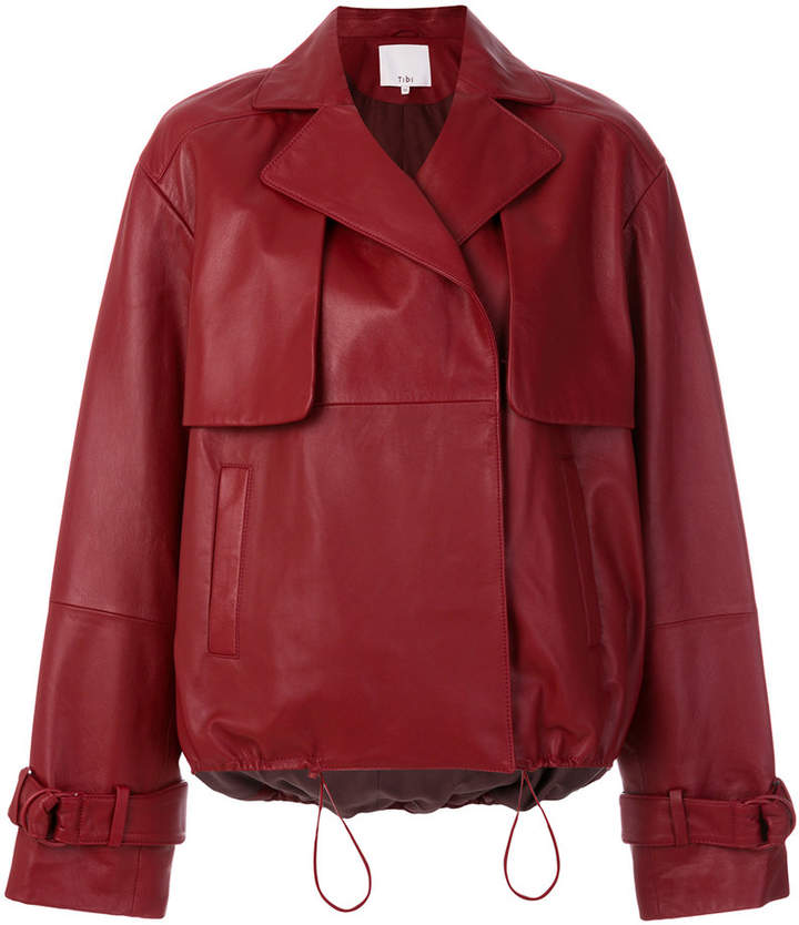 Lederjacke mit Kordelzug